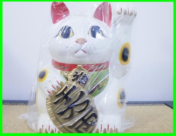 新品◆常滑焼 招き猫 　白猫　10号　商売繁盛 貯金箱 常滑焼 招き猫 白猫 10号 商売繁盛 貯金箱